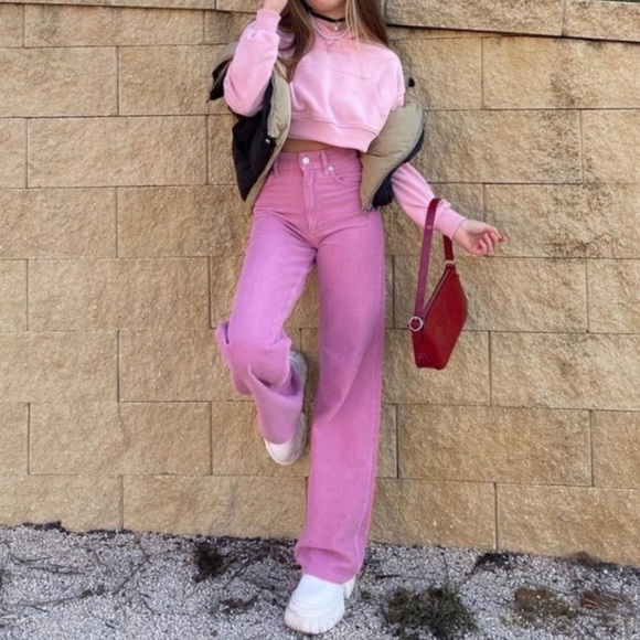Zara Pants - Zara Pink Wide Leg Corduroy Pants